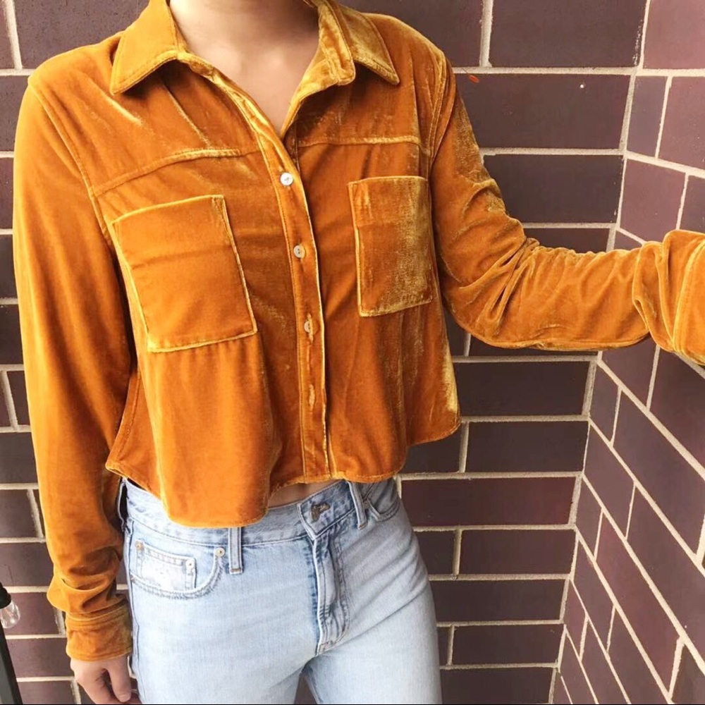 shirt Long Sleeves Blouse Button Tops Pocket